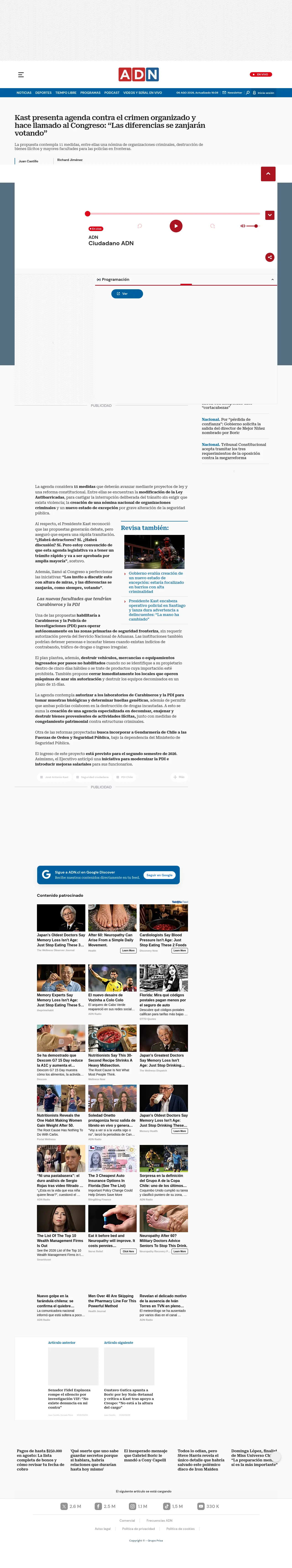Kast presenta agenda contra el crimen organizado y hace llamado al Congreso: “Las diferencias se zanjarán votando”