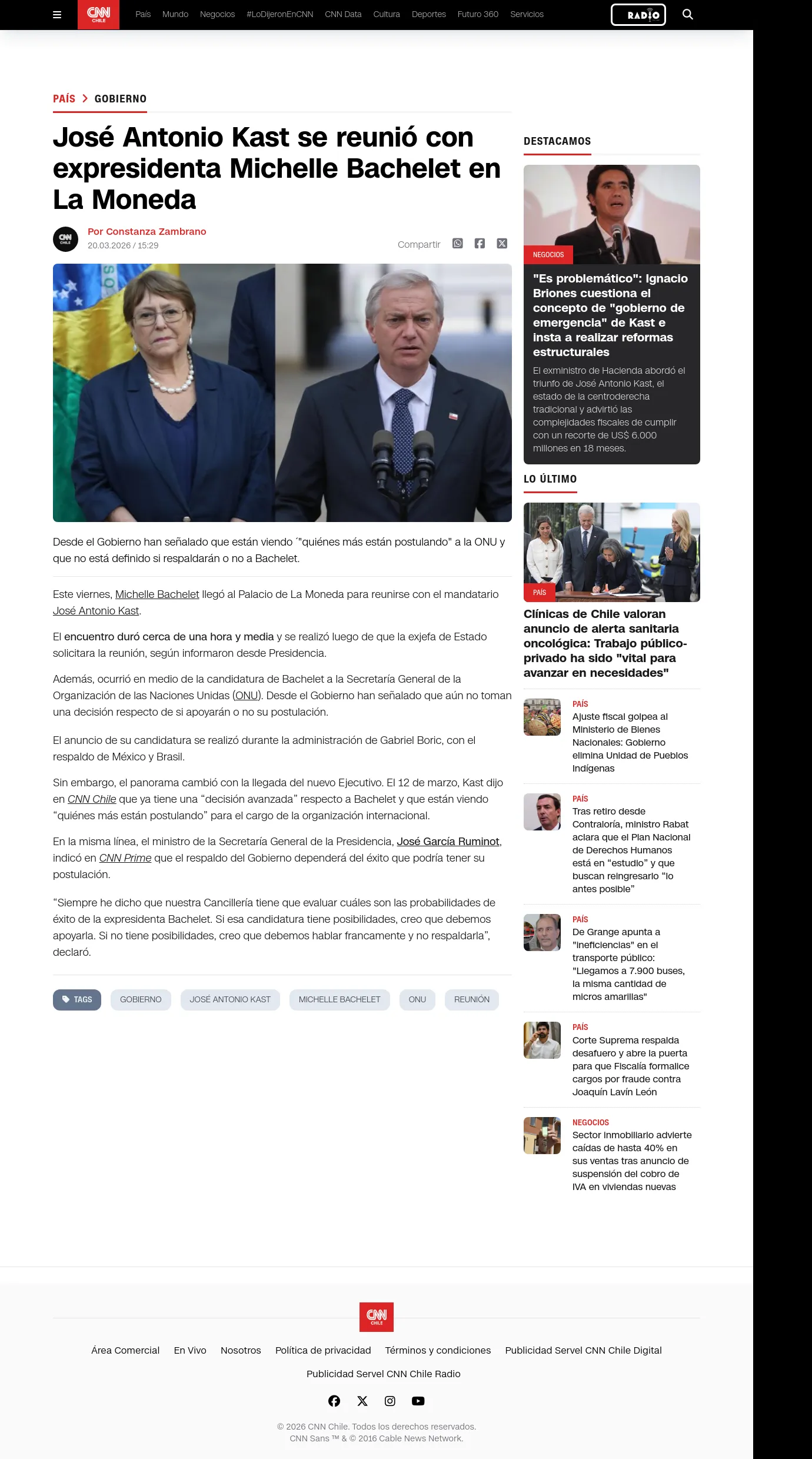 José Antonio Kast se reunió con expresidenta Michelle Bachelet en La Moneda