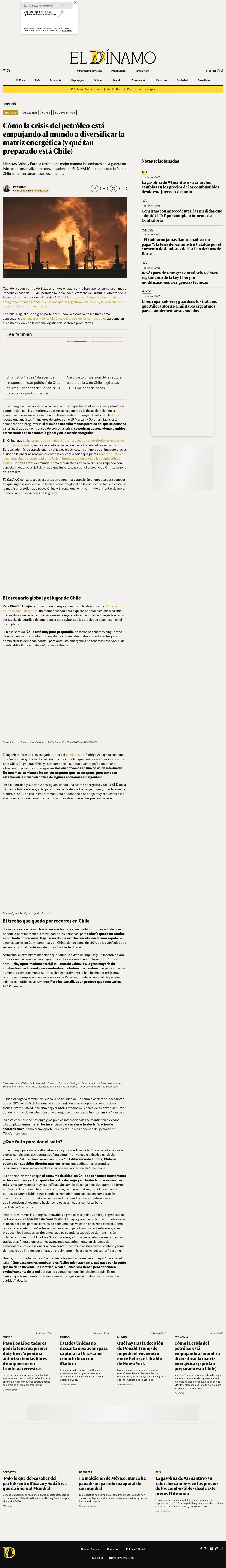 Cómo la crisis del petróleo está empujando al mundo a diversificar la matriz energética (y qué tan preparado está Chile)