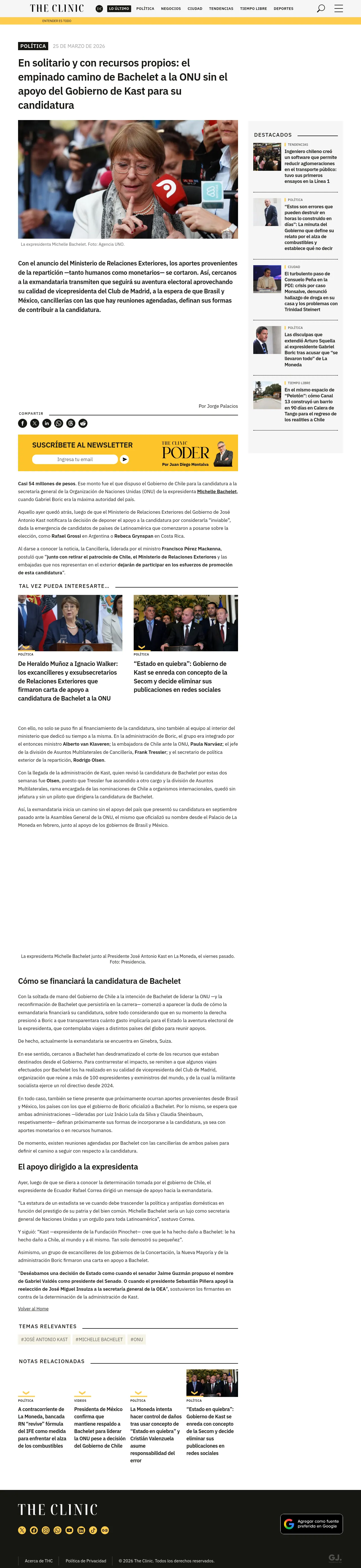 En solitario y con recursos propios: el empinado camino de Bachelet a la ONU sin el apoyo del Gobierno de Kast para su candidatura