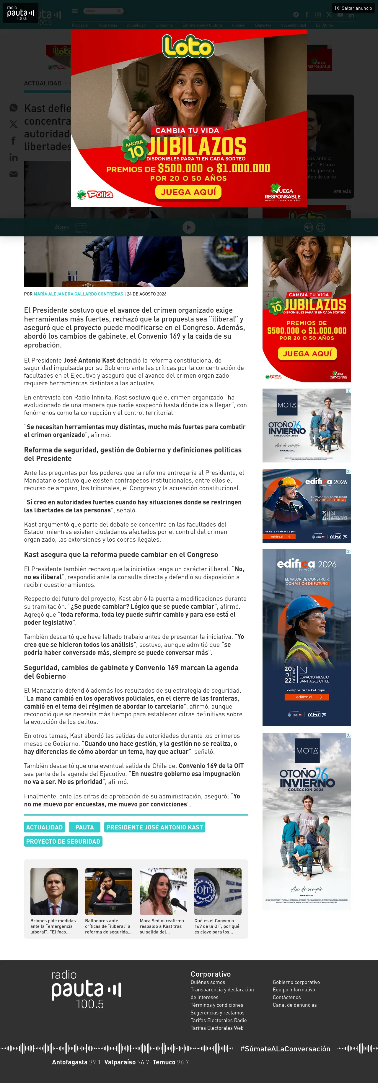 Kast defiende reforma ante críticas por concentración de poder: “Sí creo en autoridades fuertes cuando se restringen las libertades”