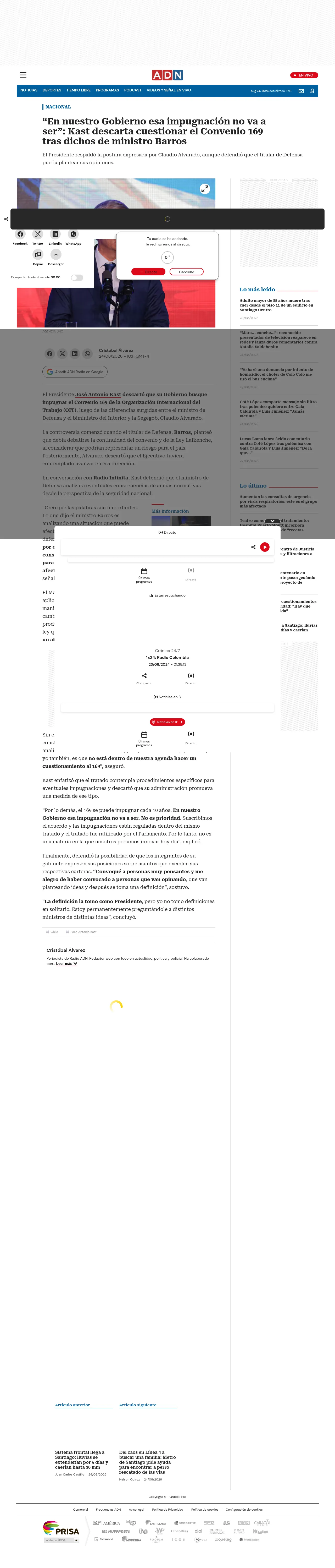 “En nuestro Gobierno esa impugnación no va a ser”: Kast descarta cuestionar el Convenio 169 tras dichos de ministro Barros