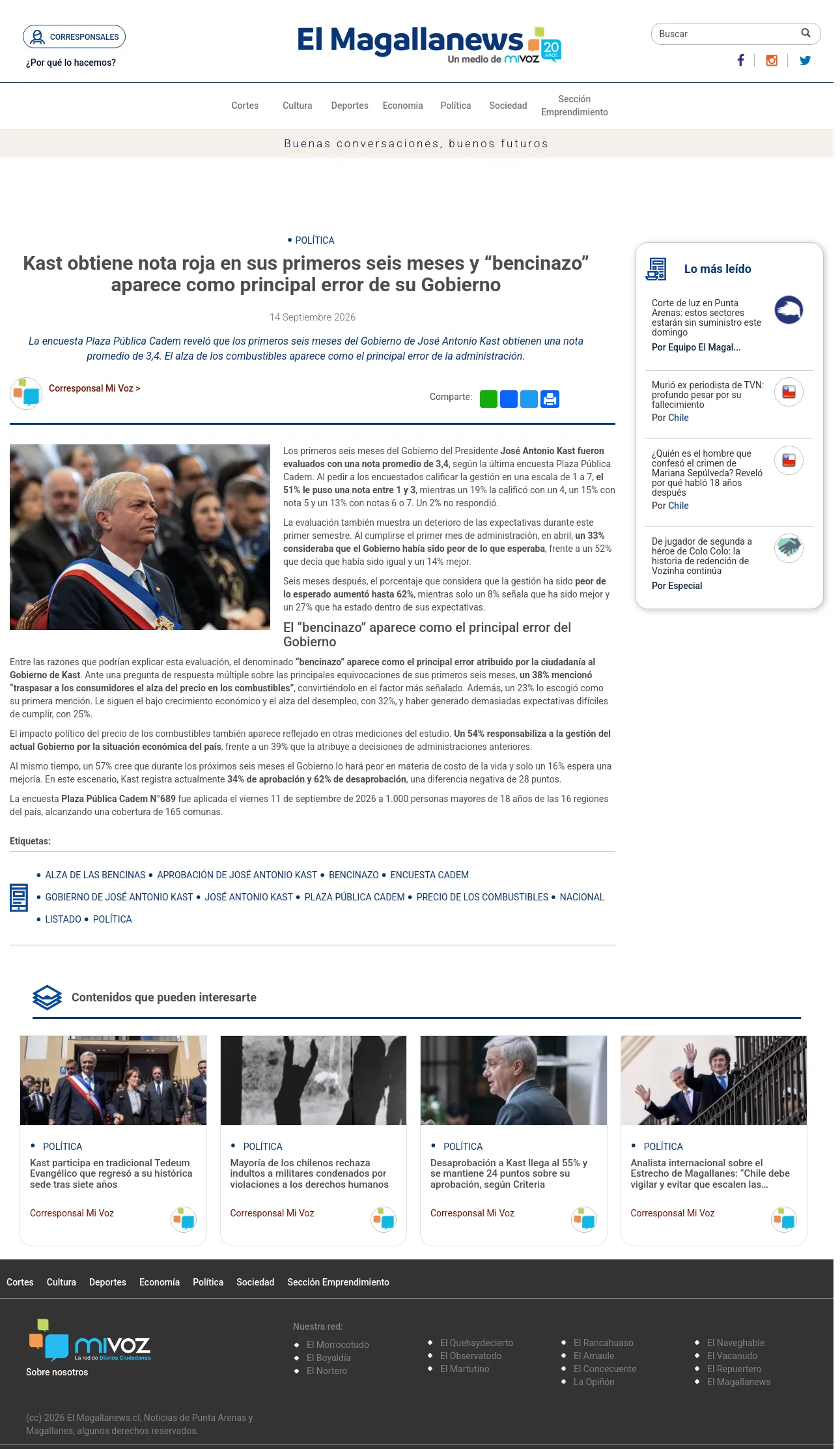 Kast obtiene nota roja en sus primeros seis meses y “bencinazo” aparece como principal error de su Gobierno