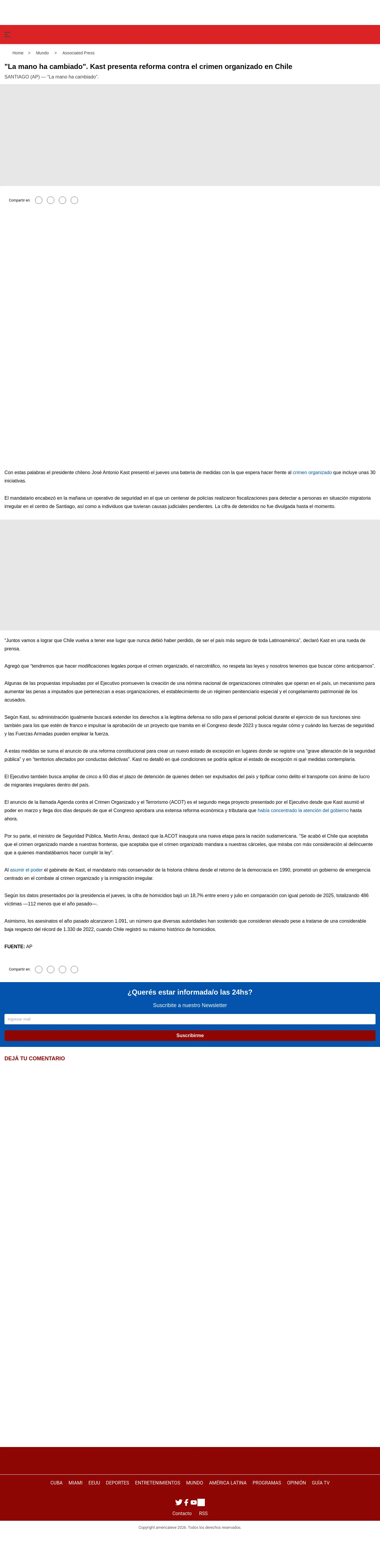"La mano ha cambiado". Kast presenta reforma contra el crimen organizado en Chile