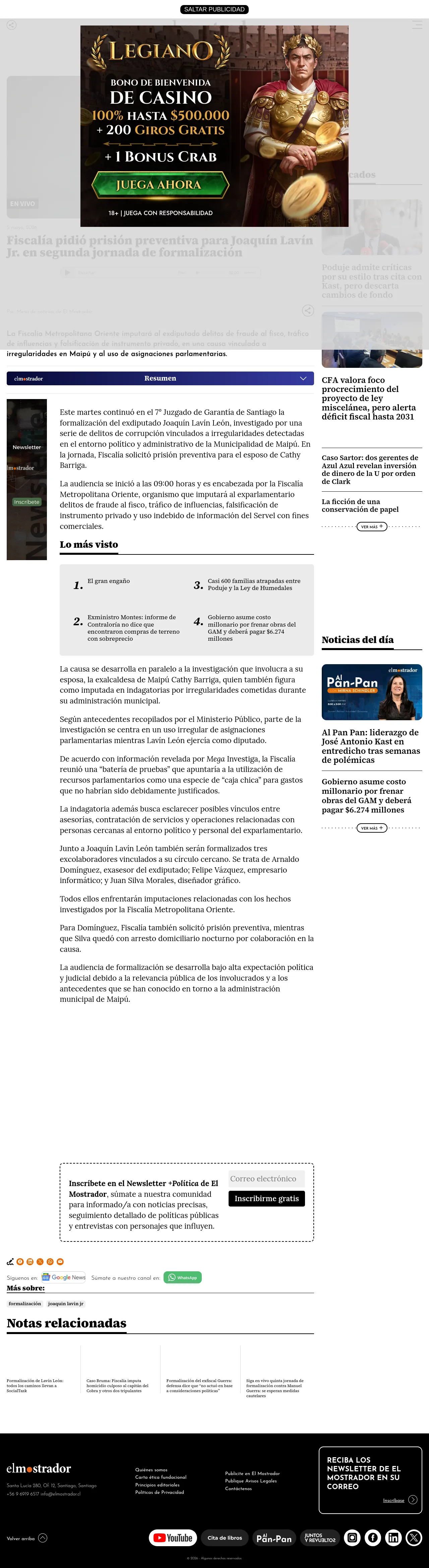 Fiscalía pidió prisión preventiva para Joaquín Lavín Jr. en segunda jornada de formalización