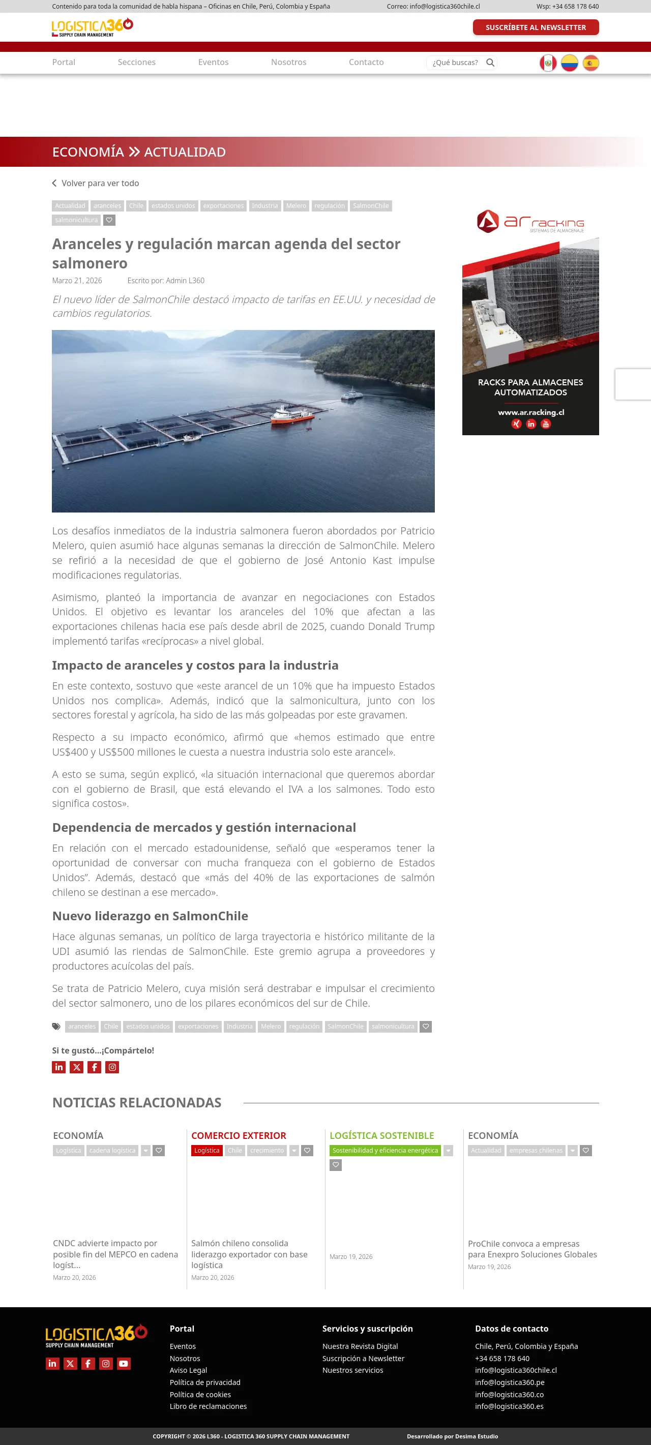 Aranceles y regulación marcan agenda del sector salmonero