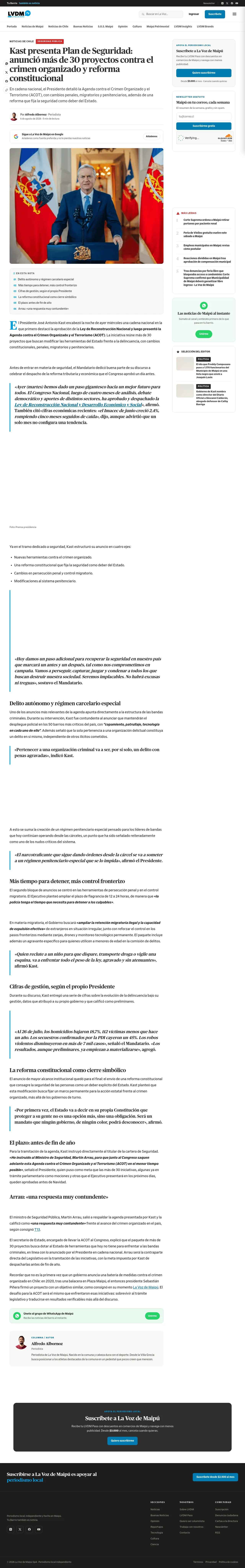 Kast presenta agenda ACOT contra el crimen organizado