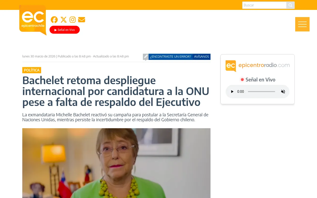 Bachelet retoma despliegue internacional por candidatura a la ONU pese a falta de respaldo del Ejecutivo