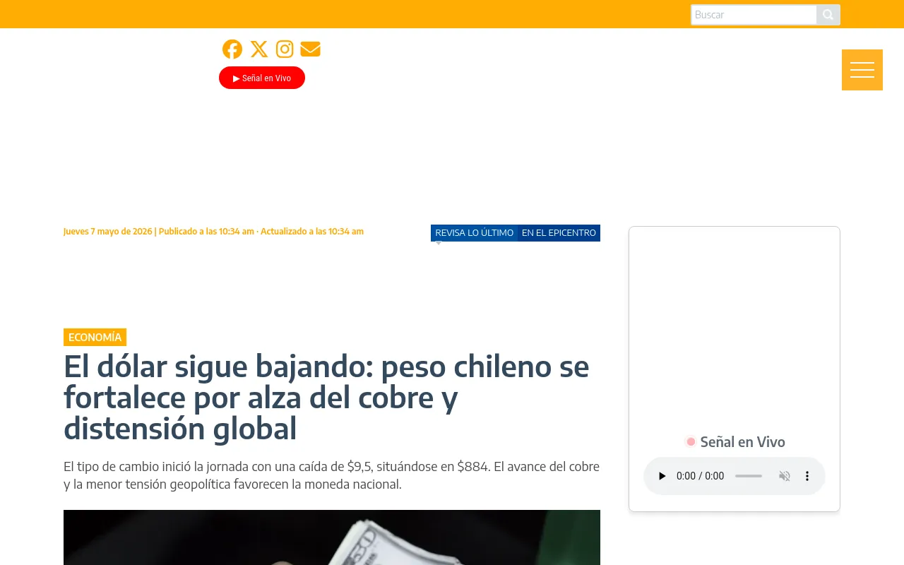 El dólar sigue bajando: peso chileno se fortalece por alza del cobre y distensión global
