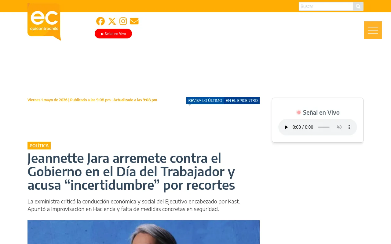 Jeannette Jara arremete contra el Gobierno en el Día del Trabajador y acusa “incertidumbre” por recortes