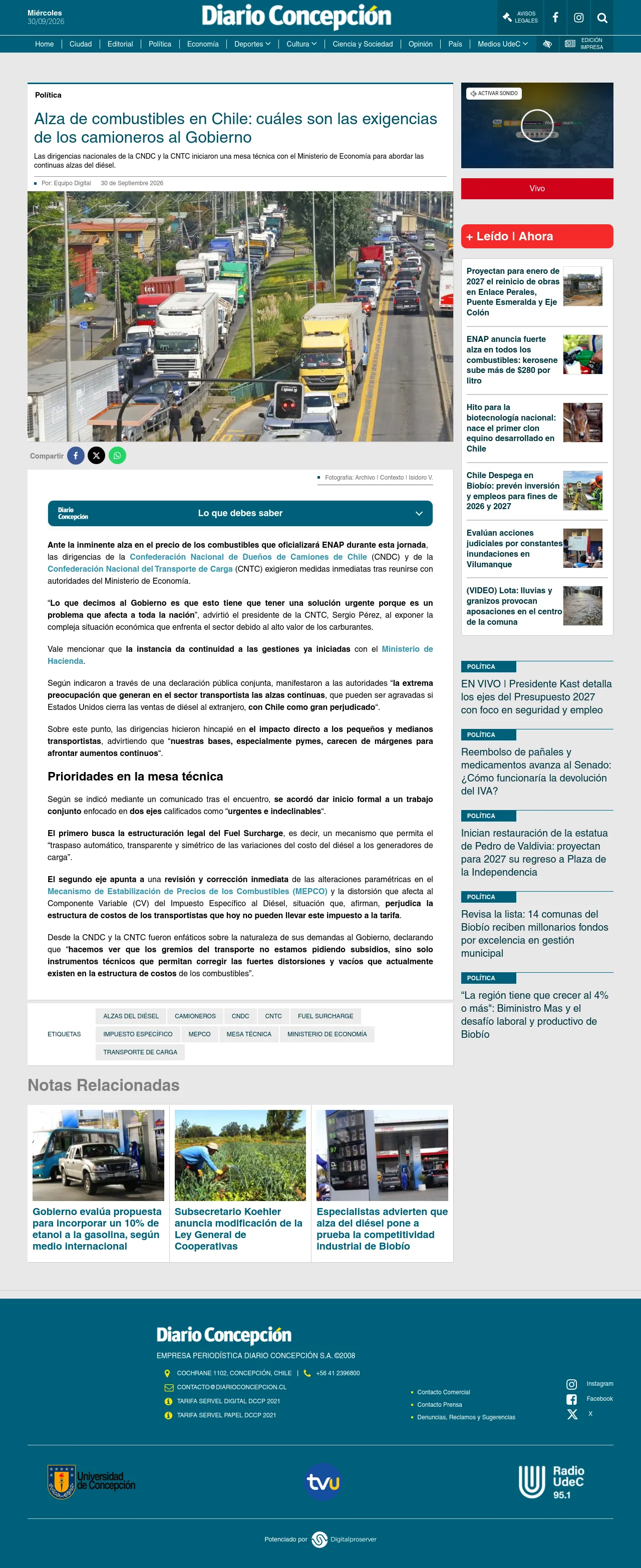 Alza de combustibles en Chile: cuáles son las exigencias de los camioneros al Gobierno