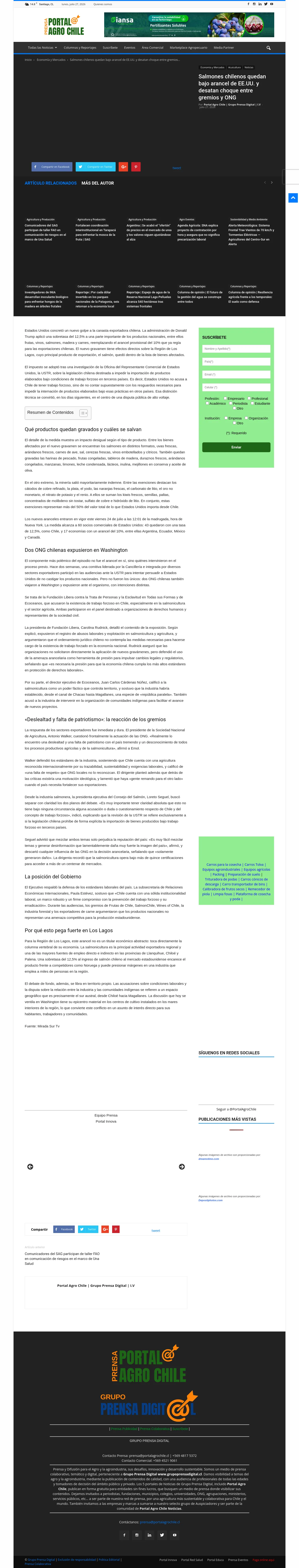 Salmones chilenos quedan bajo arancel de EE.UU. y desatan choque entre gremios y ONG