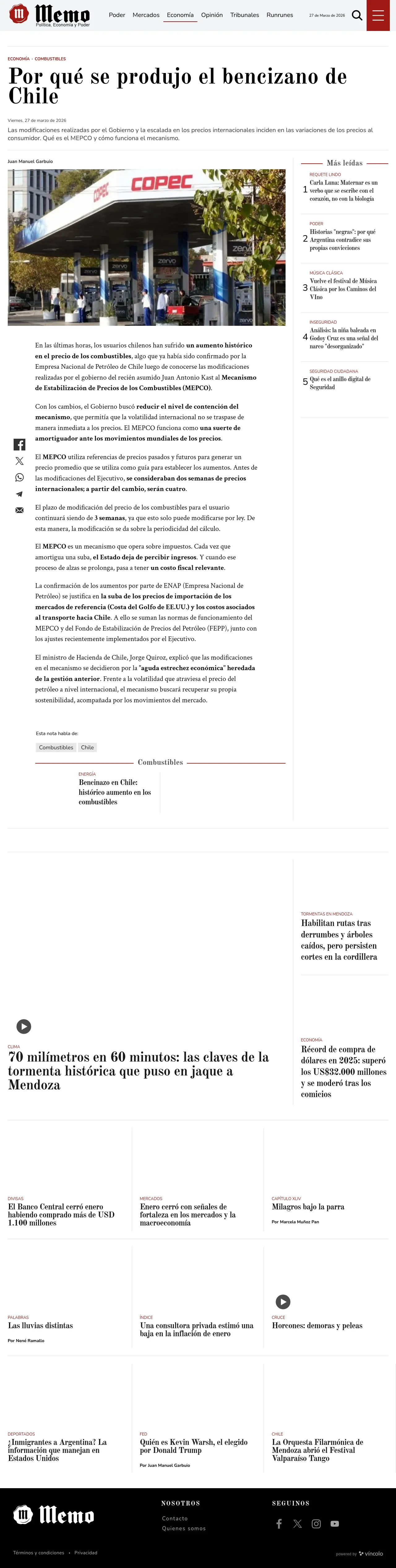 Por qué se produjo el bencizano de Chile