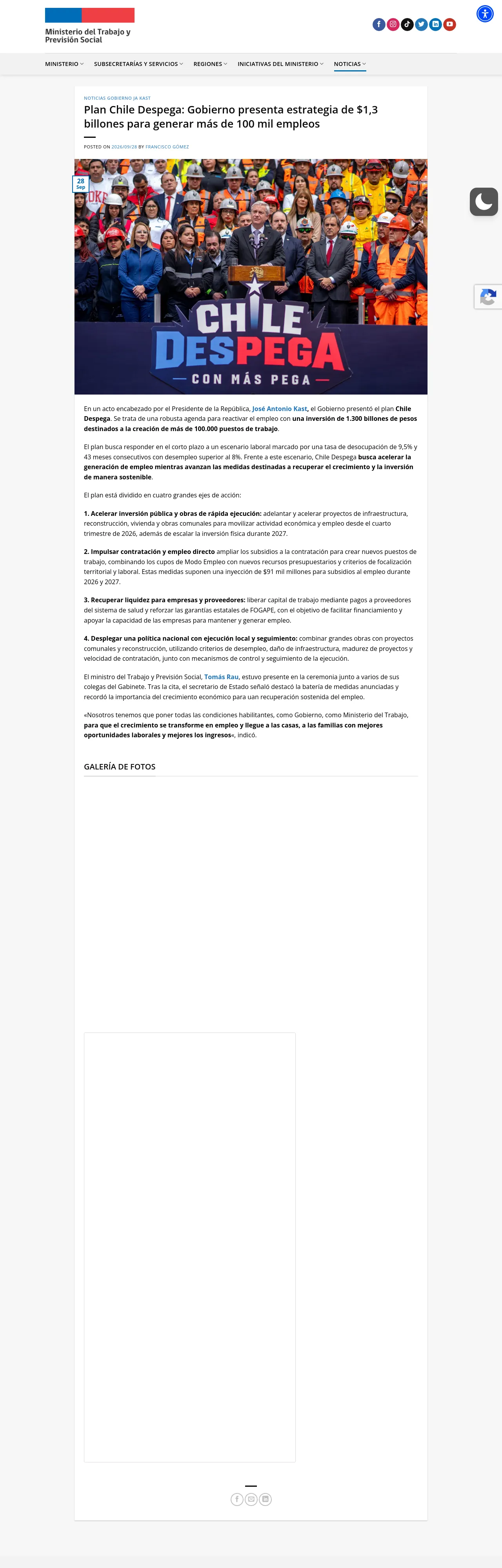 Plan Chile Despega: Gobierno presenta estrategia de $1,3 billones para generar más de 100 mil empleos