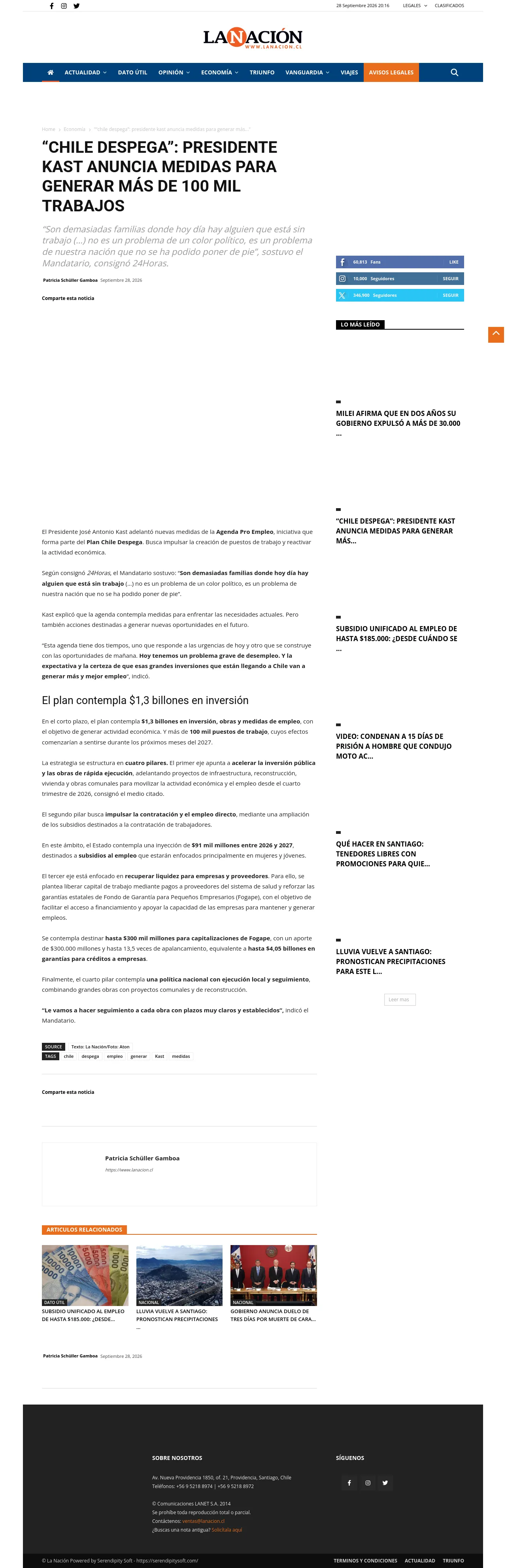 “Chile Despega”: Presidente Kast anuncia medidas para generar más de 100 mil trabajos