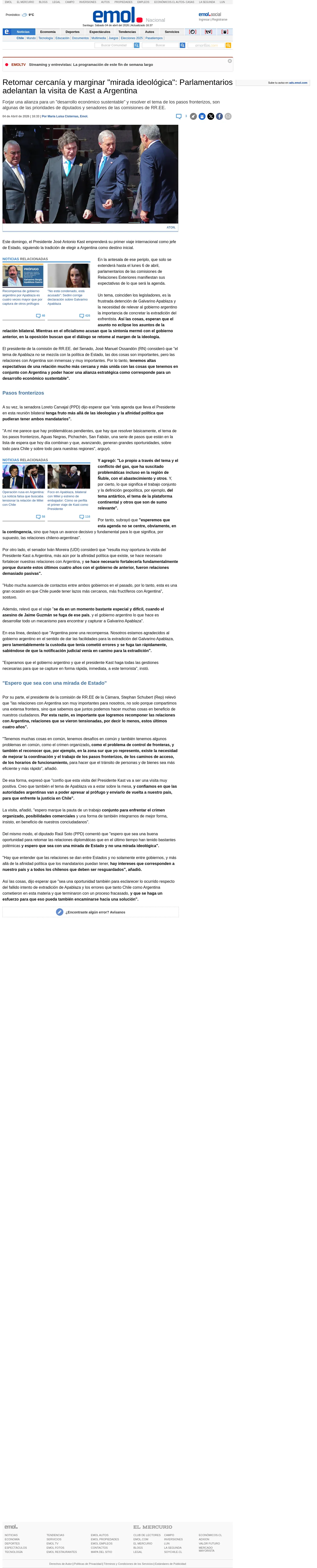 Retomar cercanía y marginar "mirada ideológica": Parlamentarios adelantan la visita de Kast a Argentina