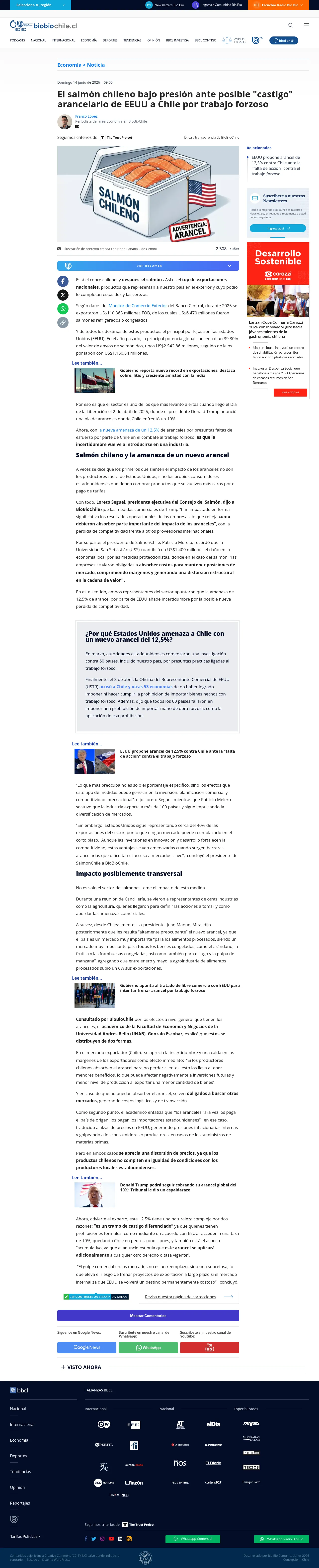 El salmón chileno bajo presión ante posible "castigo" arancelario de EEUU a Chile por trabajo forzoso