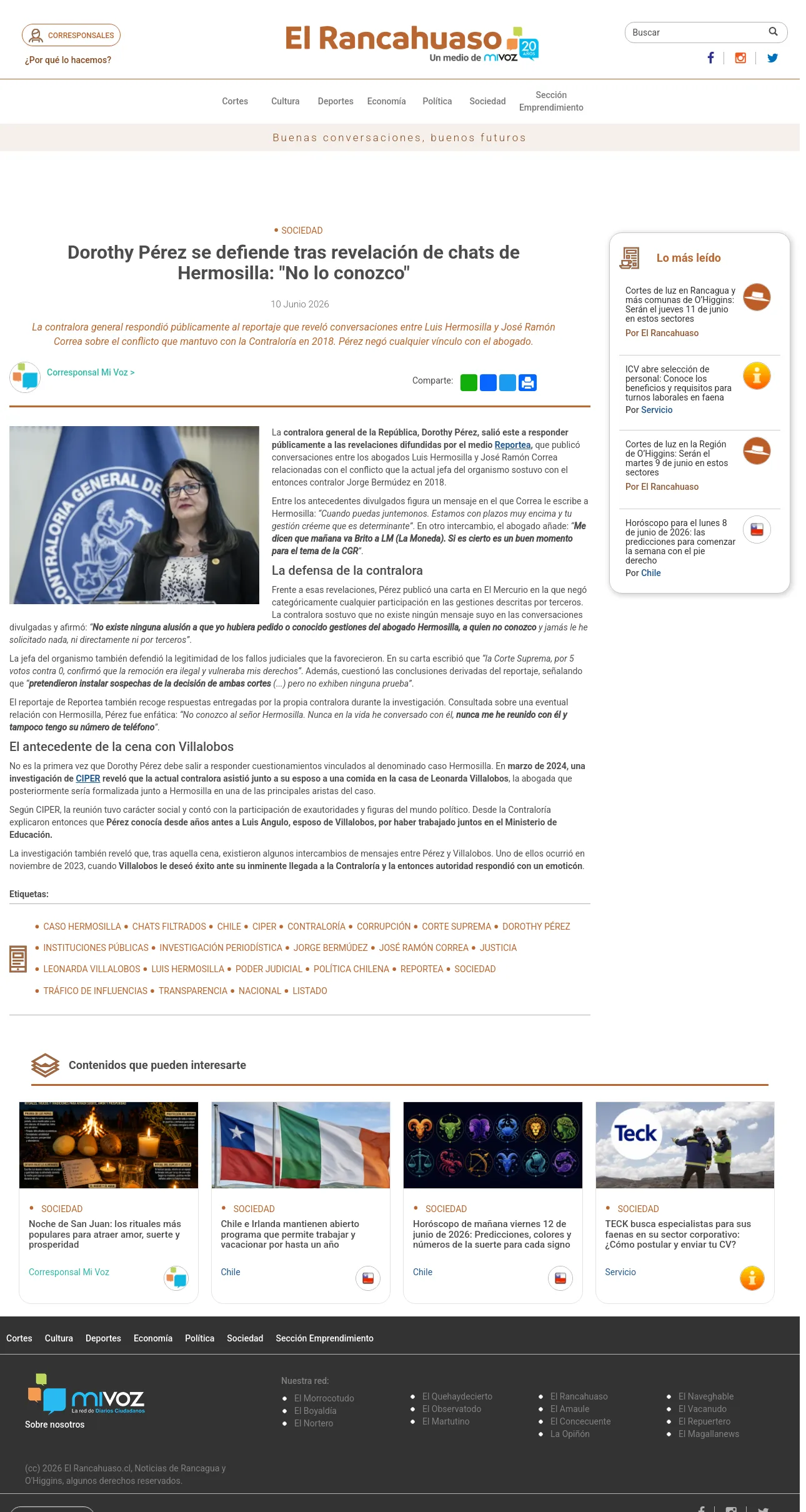 Dorothy Pérez se defiende tras revelación de chats de Hermosilla: "No lo conozco"