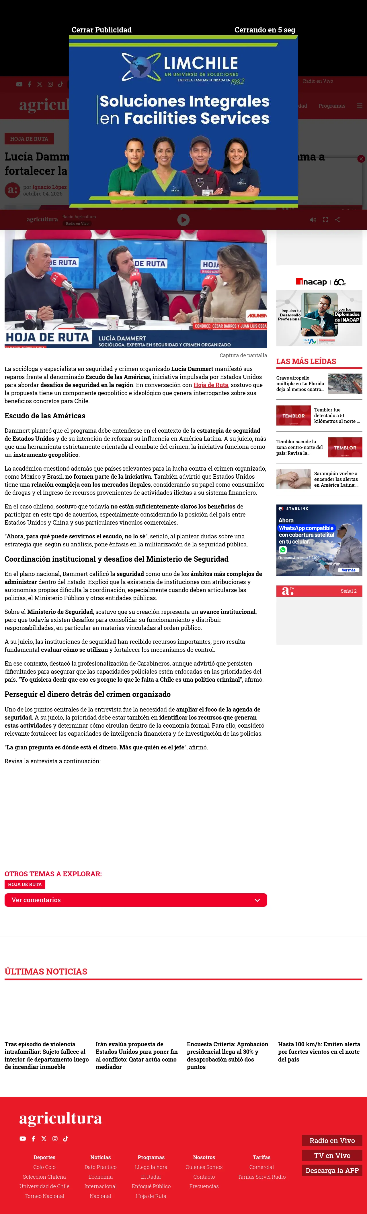 Lucía Dammert cuestiona el Escudo de las Américas y llama a fortalecer la política contra el crimen