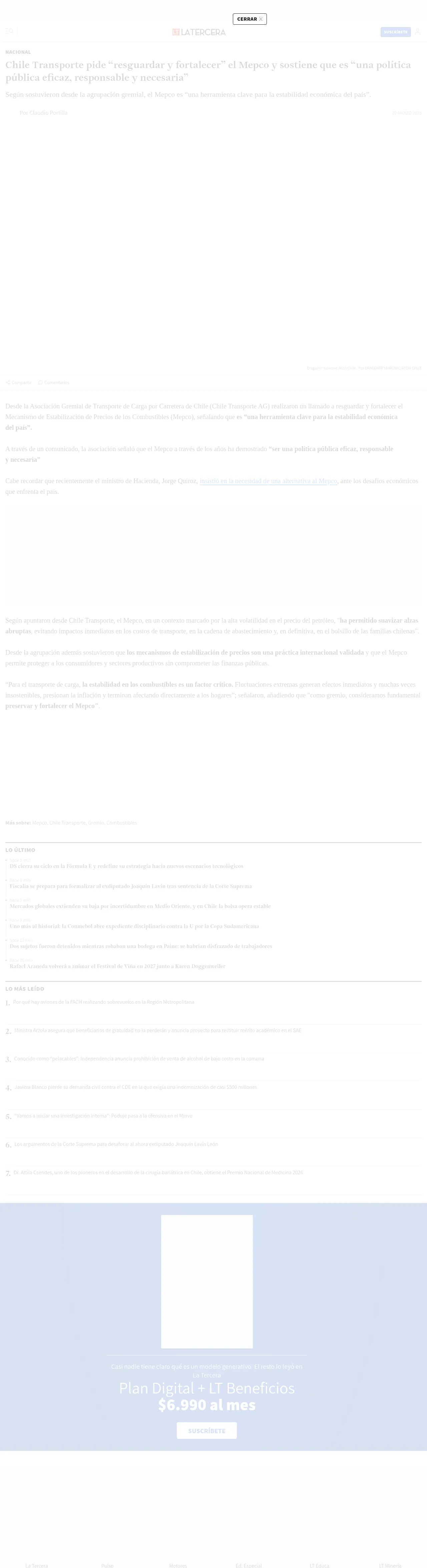 Chile Transporte pide “resguardar y fortalecer” el Mepco y sostiene que es “una política pública eficaz, responsable y necesaria”