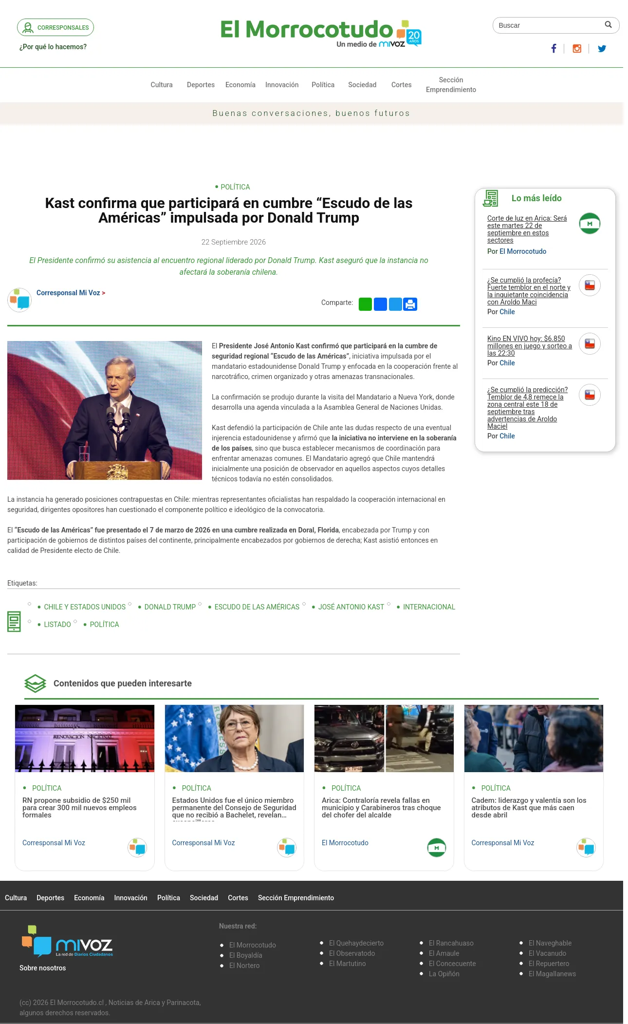 Kast confirma que participará en cumbre “Escudo de las Américas” impulsada por Donald Trump