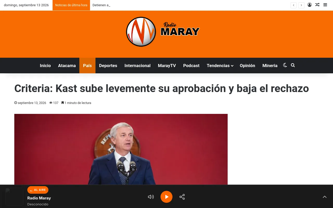 Criteria: Kast sube levemente su aprobación y baja el rechazo