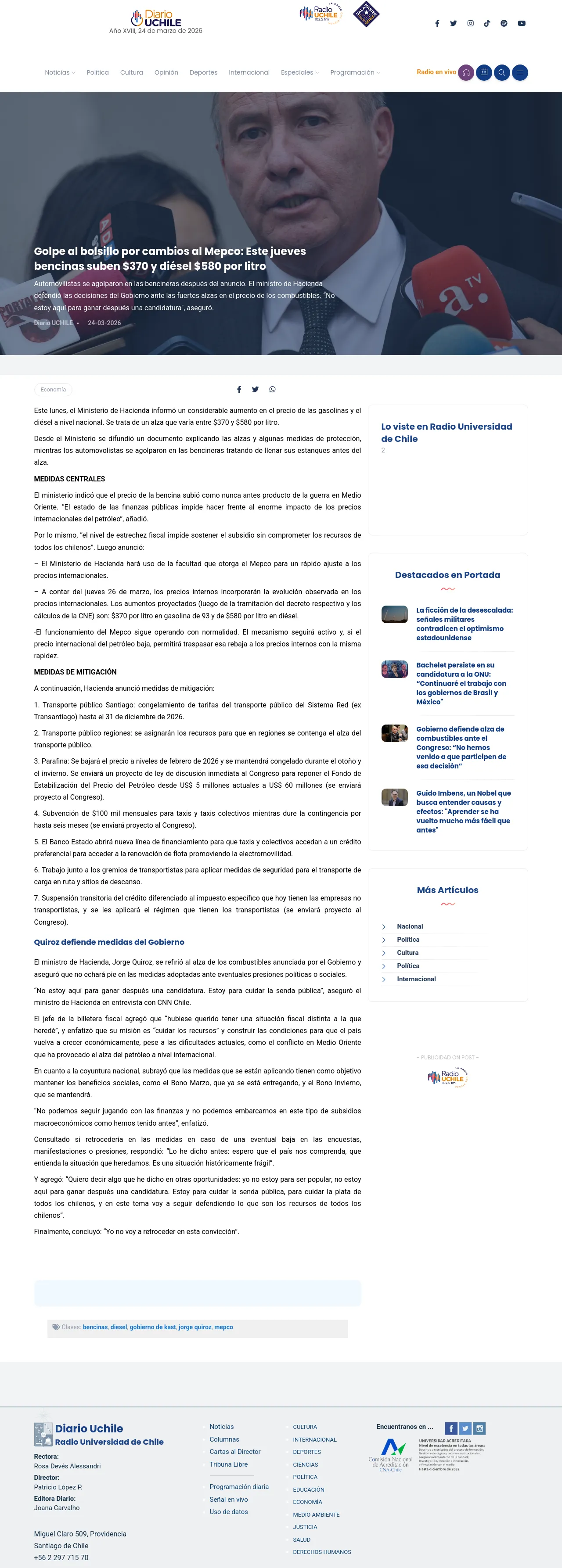 Golpe al bolsillo por cambios al Mepco: Este jueves bencinas suben $370 y diésel $580 por litro