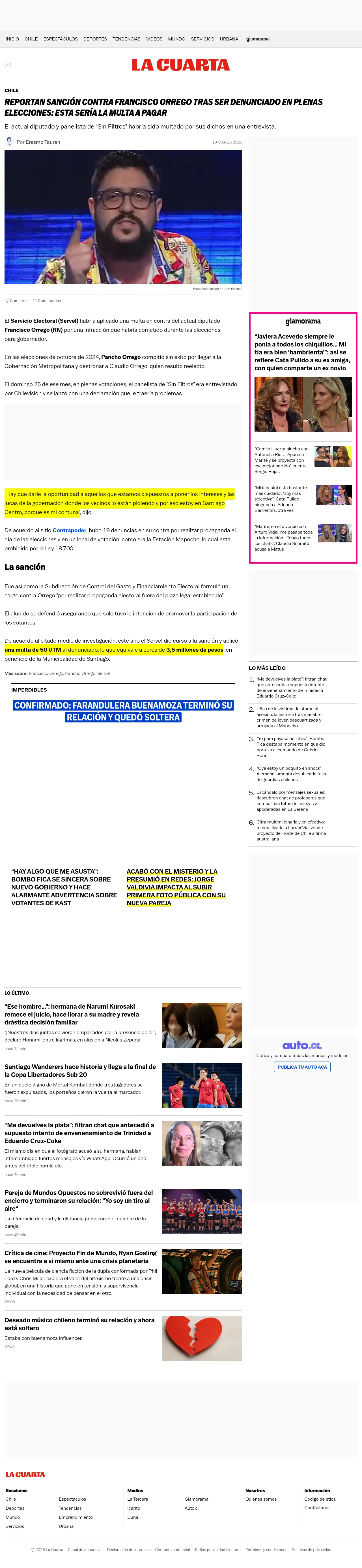 Reportan sanción contra Francisco Orrego tras ser denunciado en plenas elecciones: esta sería la multa a pagar
