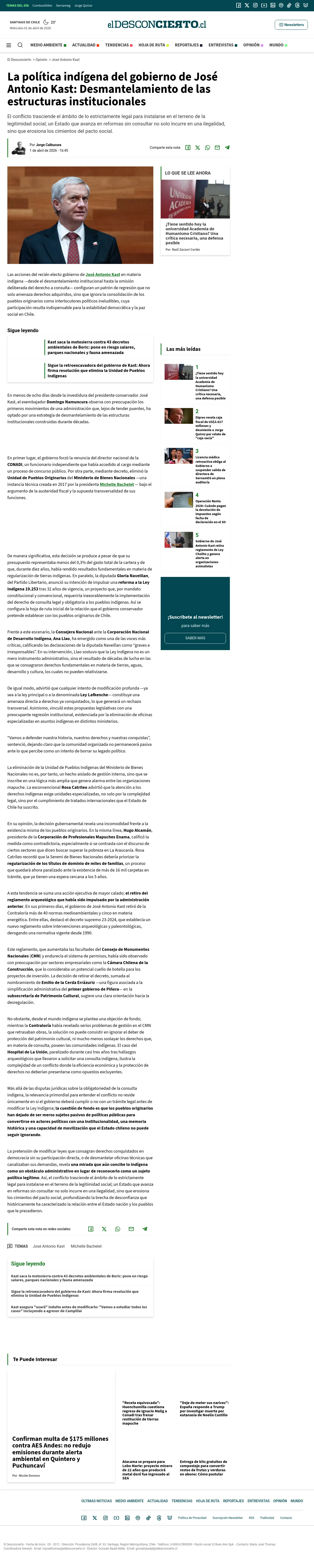 La política indígena del gobierno de José Antonio Kast: Desmantelamiento de las estructuras institucionales