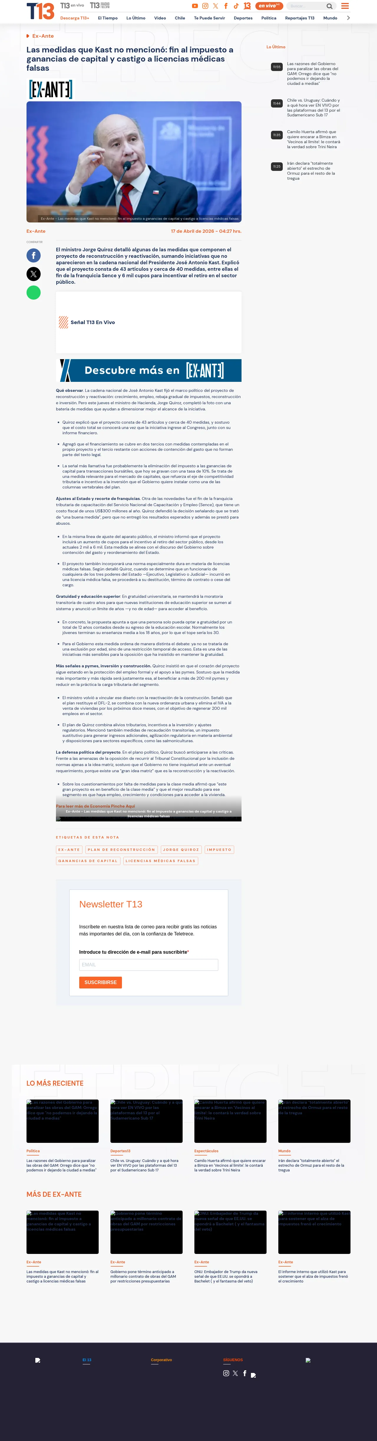 Las medidas que Kast no mencionó: fin al impuesto a ganancias de capital y castigo a licencias médicas falsas