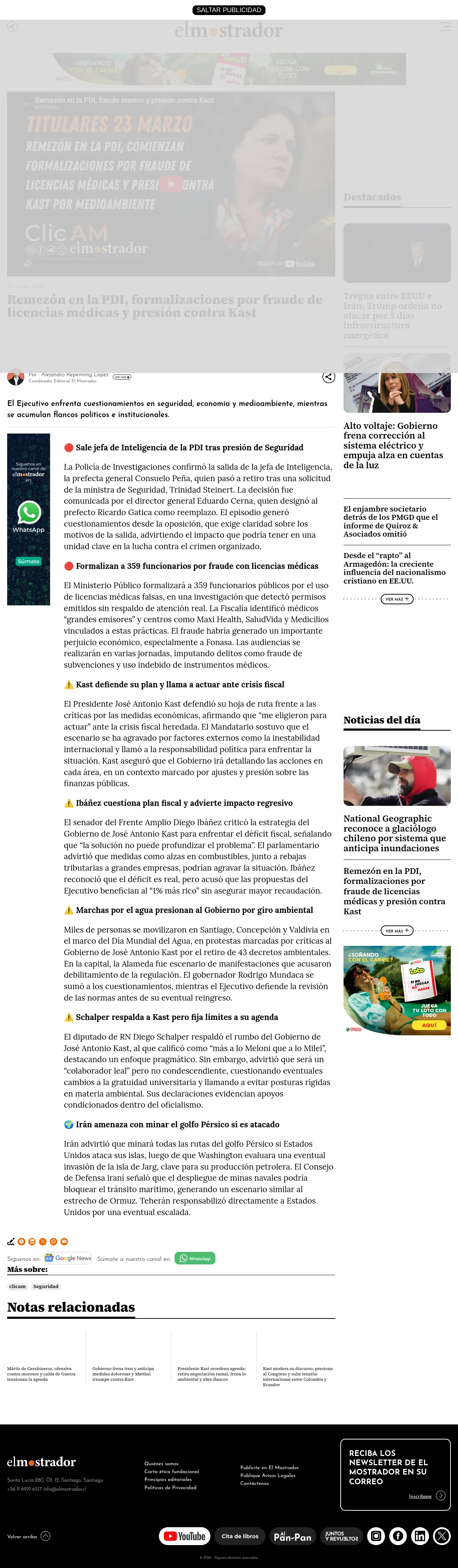 Remezón en la PDI, formalizaciones por fraude de licencias médicas y presión contra Kast
