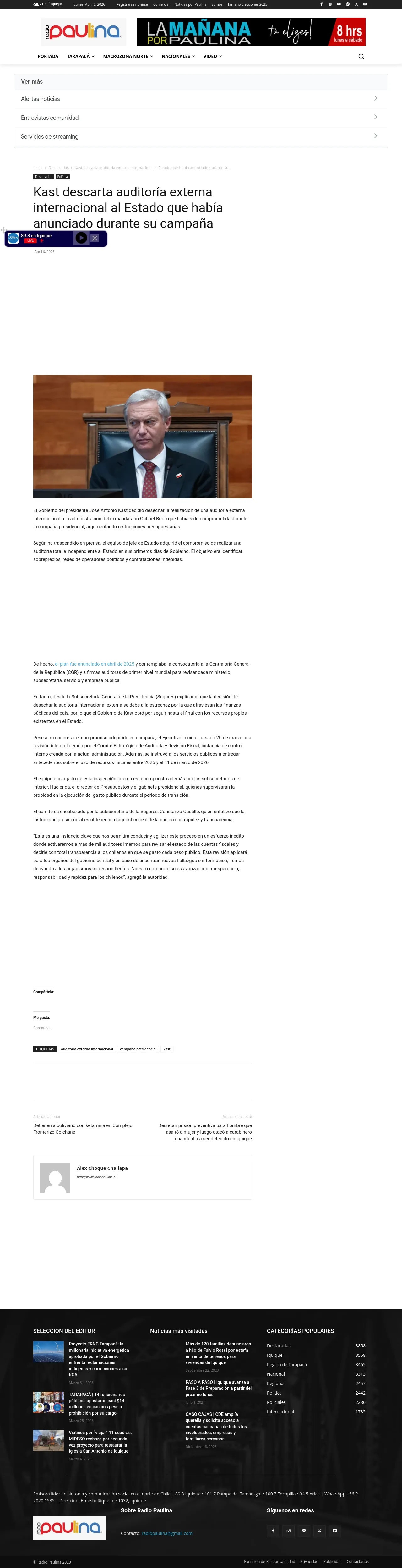 Kast descarta auditoría externa internacional al Estado que había anunciado durante su campaña presidencial