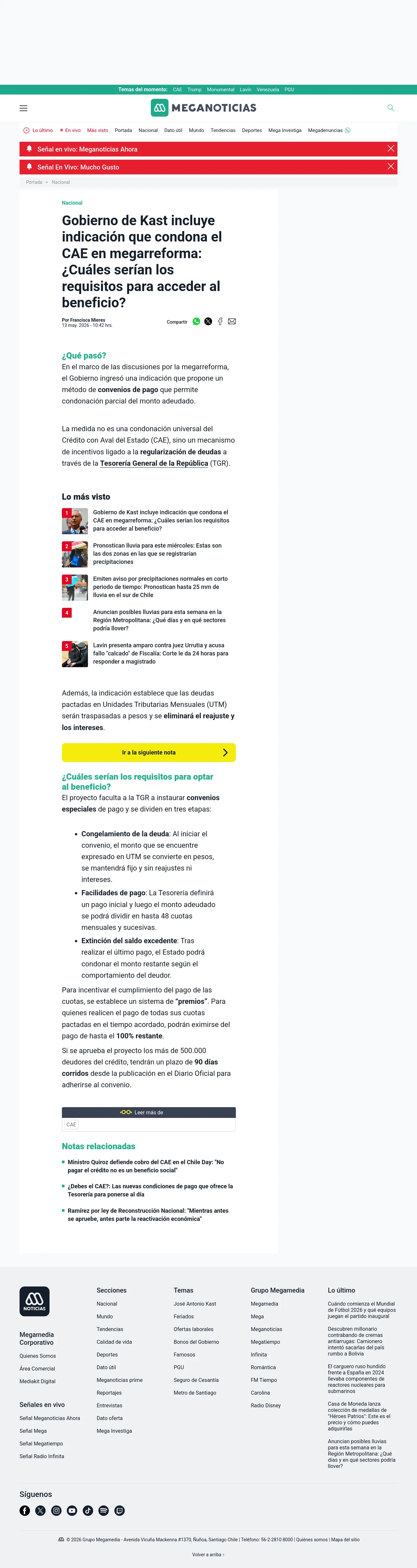 Gobierno de Kast incluye indicación que condona el CAE en megarreforma: ¿Cuáles serían los requisitos para acceder al beneficio?