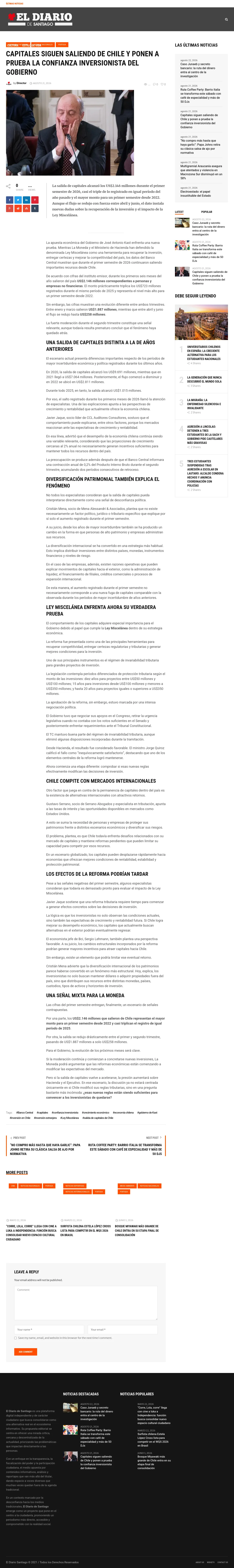 Capitales siguen saliendo de Chile y ponen a prueba la confianza inversionista del Gobierno
